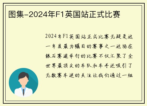 图集-2024年F1英国站正式比赛